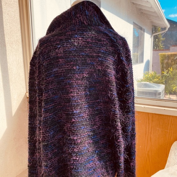 MARSH LANDING VINTAGE  PURPLE PLUM EYELASH CARDIGAN CAPELET JACKET Sz L EUC - Picture 3 of 13